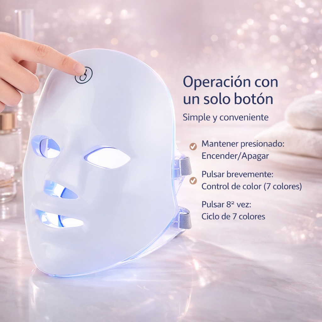Máscara Facial LED / Terapia de Luz para Acné y Rejuvenecimiento - AuraGlam